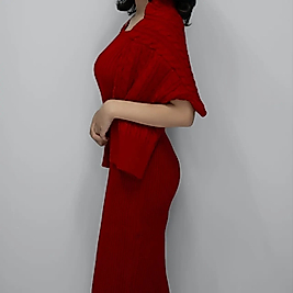 hırkalı kışlık uzun elbise